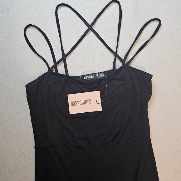 Missguided Asymmetrical Hem Double Strap Dress - Size 8 - Picture 6 of 11
